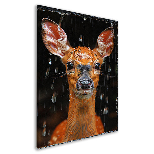 Portret van een hert in de regen canvas