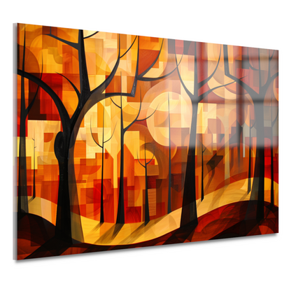 Stedelijke bomen in abstracte herfstkleuren acrylglas
