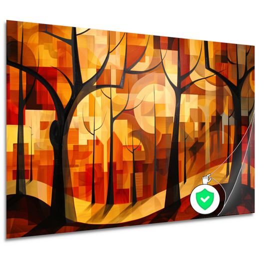 Stedelijke bomen in abstracte herfstkleuren poster