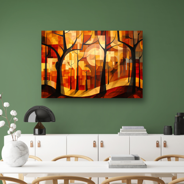 Stedelijke bomen in abstracte herfstkleuren canvas