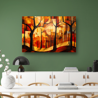Stedelijke bomen in abstracte herfstkleuren canvas
