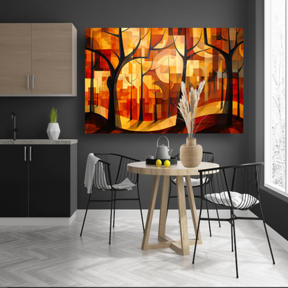 Stedelijke bomen in abstracte herfstkleuren poster