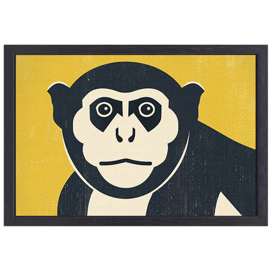Minimalistische kunstposter van aap canvas met baklijst