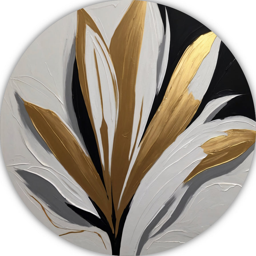 Gouden Bloesem op Abstract Wit aluminium muurcirkel
