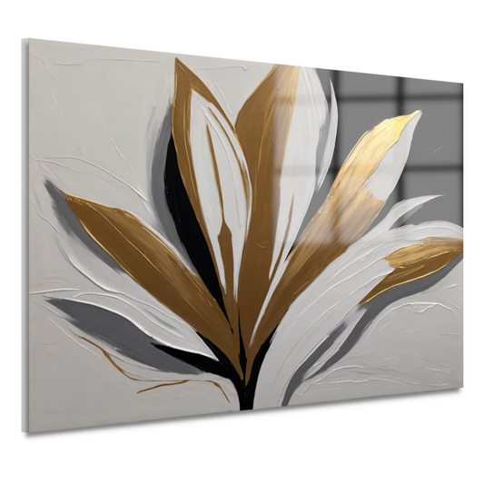 Gouden Bloesem op Abstract Wit acrylglas