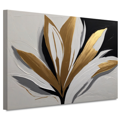 Gouden Bloesem op Abstract Wit canvas