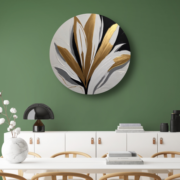 Gouden Bloesem op Abstract Wit forex muurcirkel