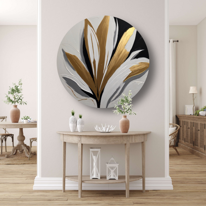 Gouden Bloesem op Abstract Wit forex muurcirkel