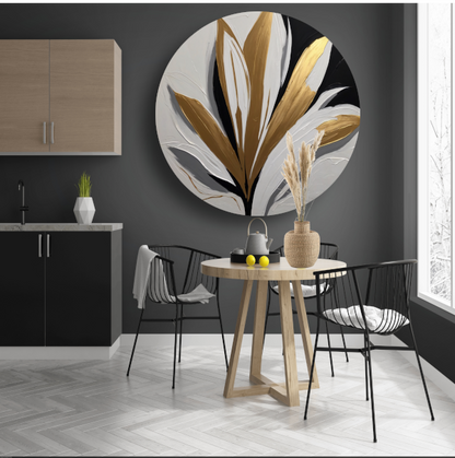 Gouden Bloesem op Abstract Wit forex muurcirkel