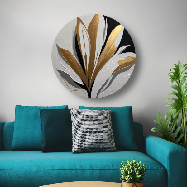 Gouden Bloesem op Abstract Wit forex muurcirkel