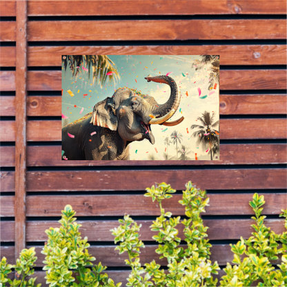 Popart Olifant met Confetti tuinposter