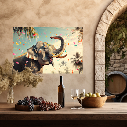 Popart Olifant met Confetti tuinposter