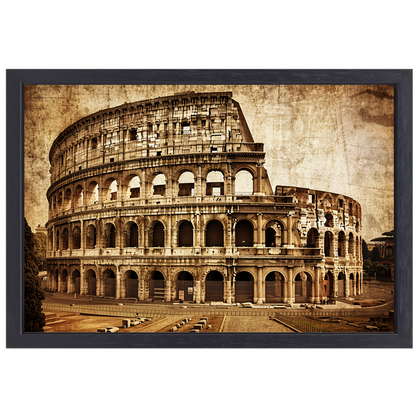 Sepia Colosseum - Een Romeins architectuurwonder canvas met baklijst