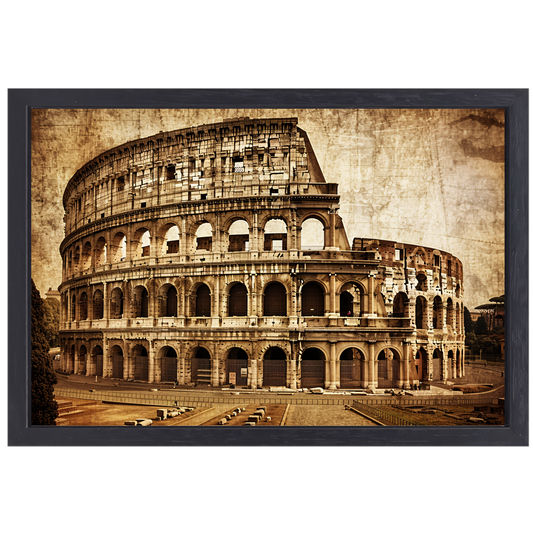 Sepia Colosseum - Een Romeins architectuurwonder canvas met baklijst