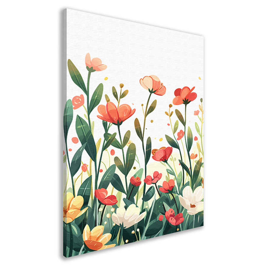 Kleurrijke Bloemenweide met Vlinder canvas