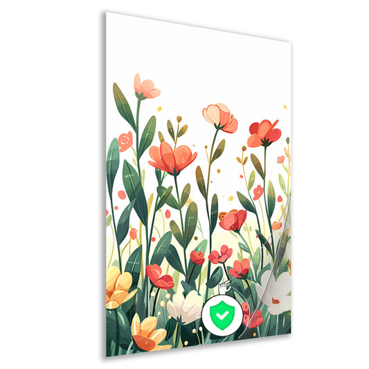 Kleurrijke Bloemenweide met Vlinder poster