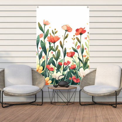 Kleurrijke Bloemenweide met Vlinder tuinposter