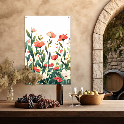 Kleurrijke Bloemenweide met Vlinder tuinposter