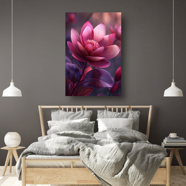 Paarse Lotusbloem op Water canvas