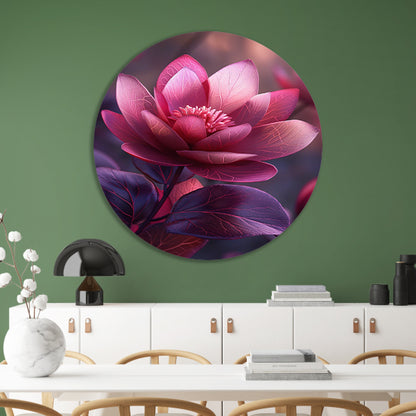 Paarse Lotusbloem op Water aluminium muurcirkel