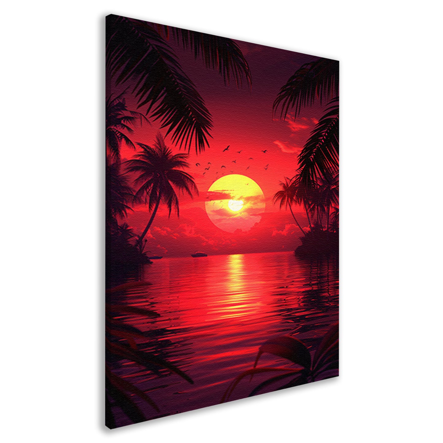 Tropische zonsondergang met palmbomen canvas