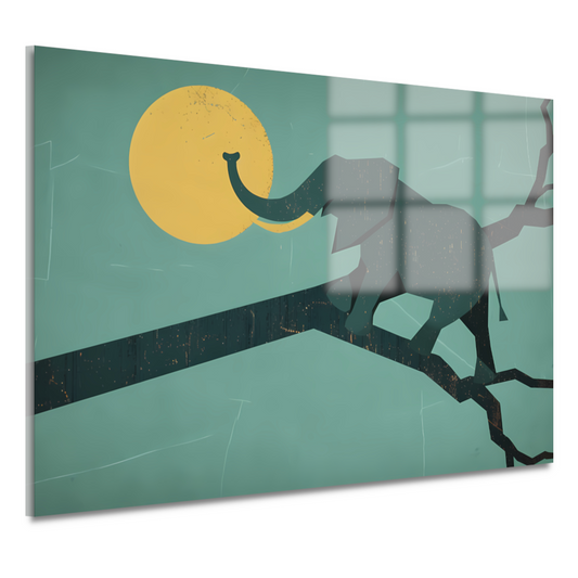 Olifant op een Brug tegen Zonsondergang acrylglas
