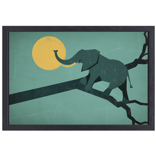 Olifant op een Brug tegen Zonsondergang canvas met baklijst