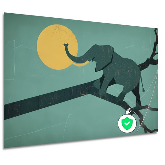Olifant op een Brug tegen Zonsondergang poster