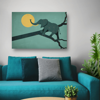 Olifant op een Brug tegen Zonsondergang poster