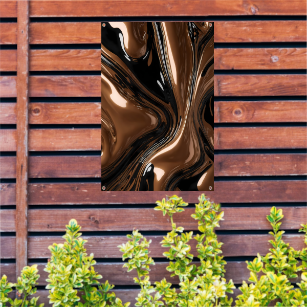 Abstracte Bronzen Wervelingen op Zwart tuinposter