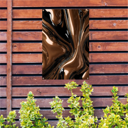 Abstracte Bronzen Wervelingen op Zwart tuinposter