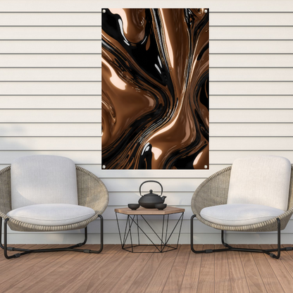 Abstracte Bronzen Wervelingen op Zwart tuinposter