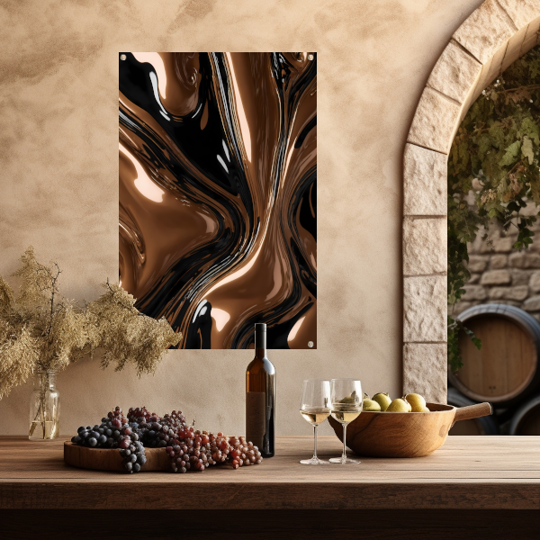 Abstracte Bronzen Wervelingen op Zwart tuinposter