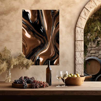 Abstracte Bronzen Wervelingen op Zwart tuinposter