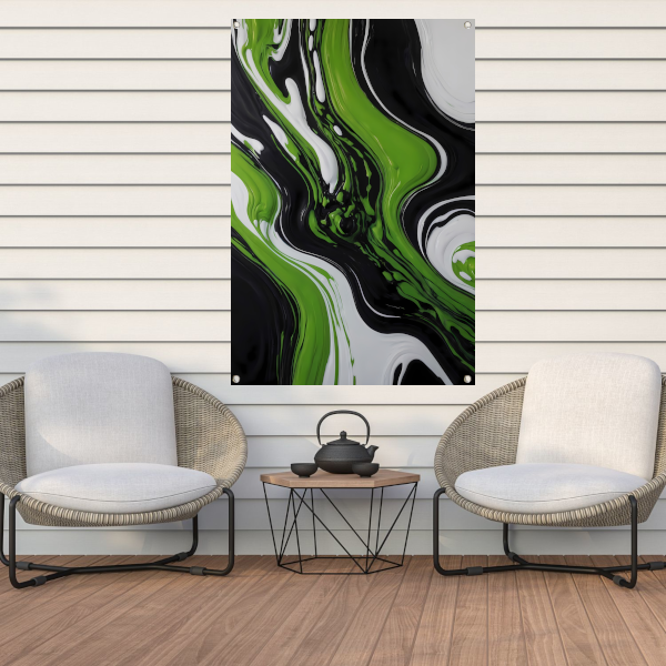 Dynamische Abstractie van Zwart en Groen tuinposter