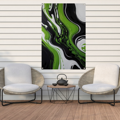 Dynamische Abstractie van Zwart en Groen tuinposter