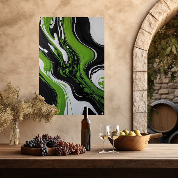 Dynamische Abstractie van Zwart en Groen tuinposter