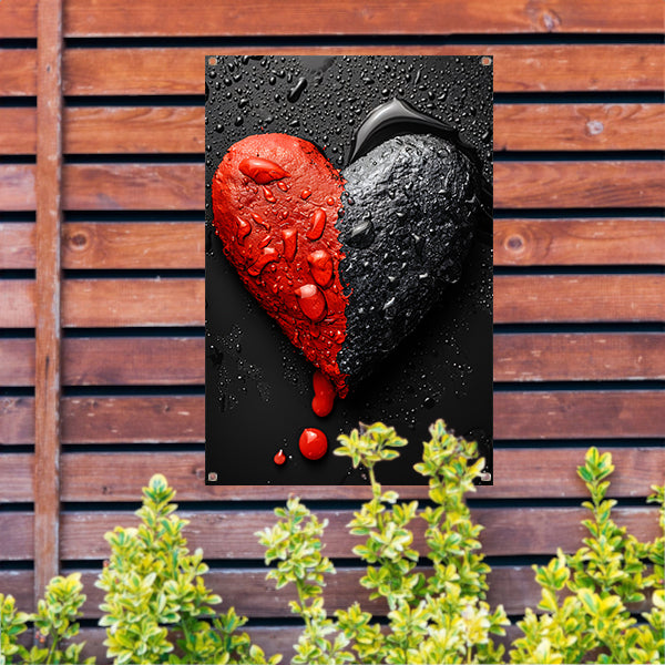 Abstract Hart in Zwart en Rood tuinposter