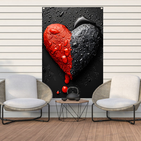 Abstract Hart in Zwart en Rood tuinposter