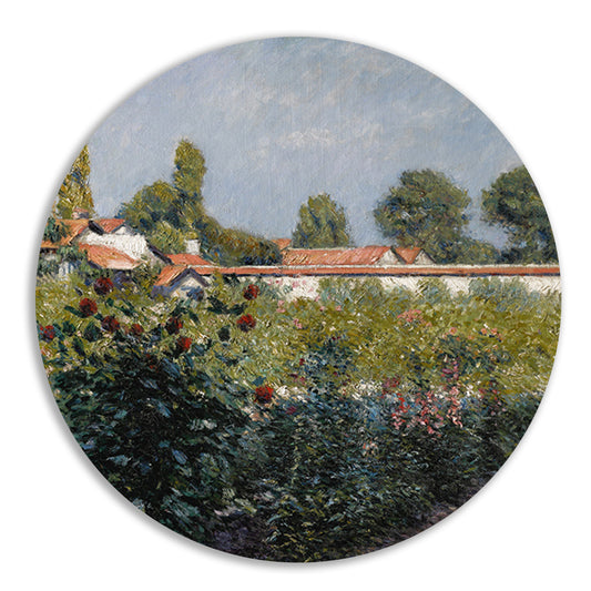 Fruit De Petit Gennevilliers Garden, de roze daken - Gustave Caillebotte aluminium muurcirkel
