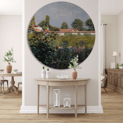 Fruit De Petit Gennevilliers Garden, de roze daken - Gustave Caillebotte aluminium muurcirkel