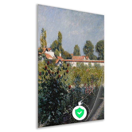 Fruit De Petit Gennevilliers Garden, de roze daken - Gustave Caillebotte poster