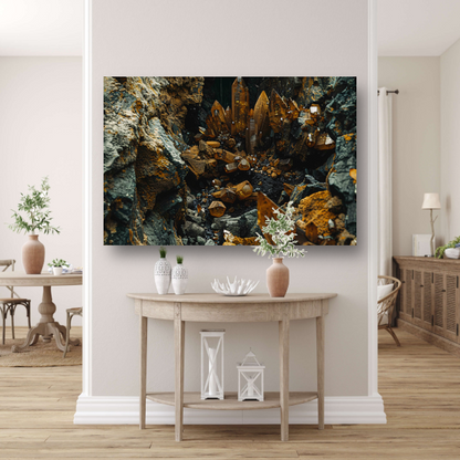 Abstracte Kristallen op Rotsen poster