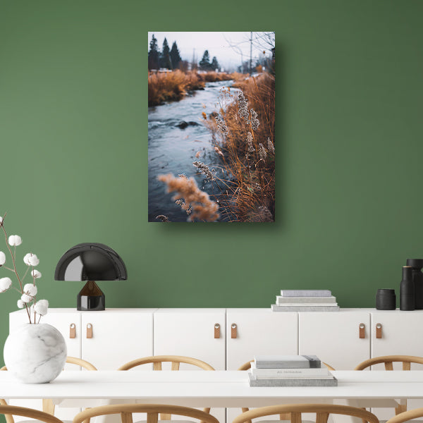 Herfstlandschap met rivier poster