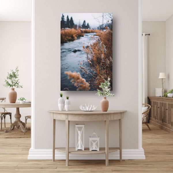 Herfstlandschap met rivier poster