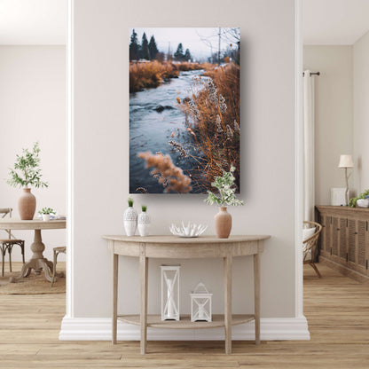 Herfstlandschap met rivier poster