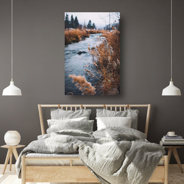 Herfstlandschap met rivier poster