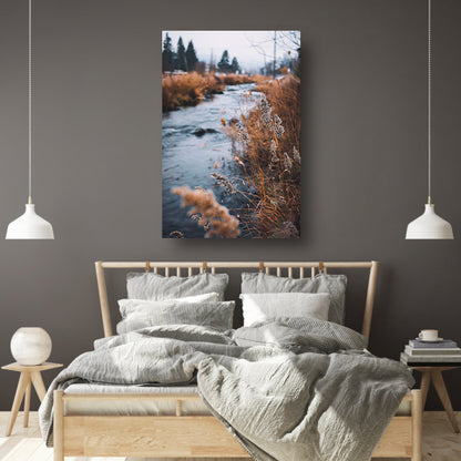 Herfstlandschap met rivier poster