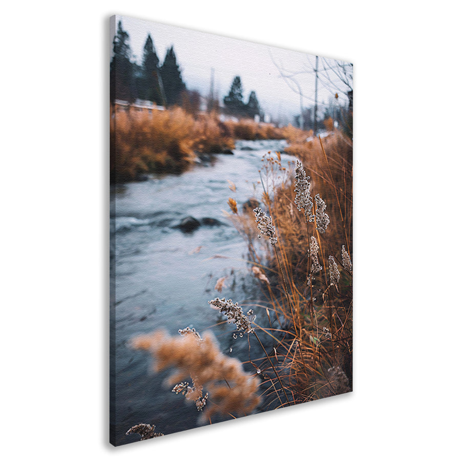 Herfstlandschap met rivier canvas