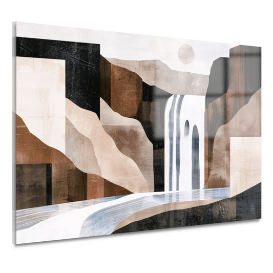 Minimalistische waterval in monochrome aardetinten acrylglas